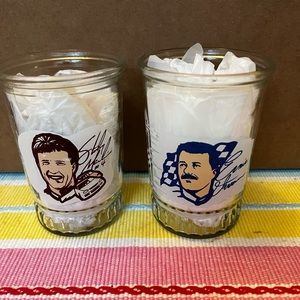 Vintage Bama Jelly Jar Glass With
NASCAR Sterling Marlin And Ernie Irvan.